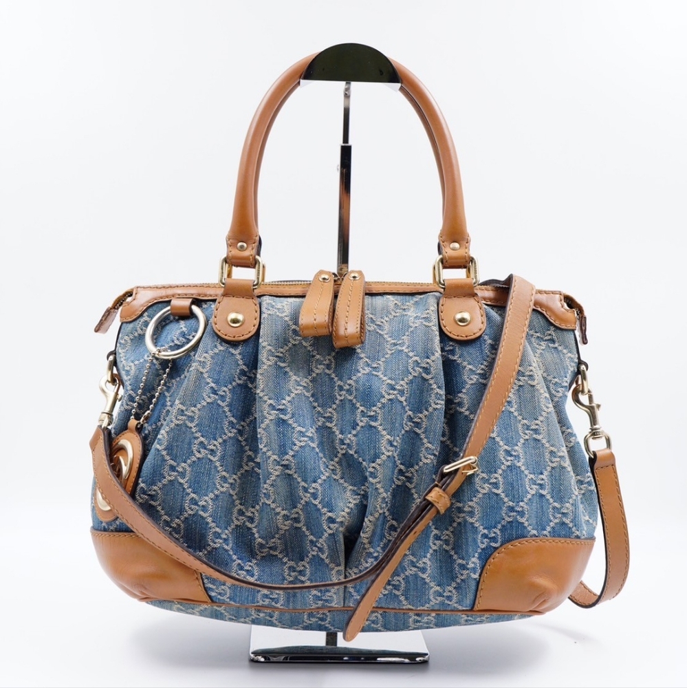 Gucci GG Denim and Leather Sukey Tote